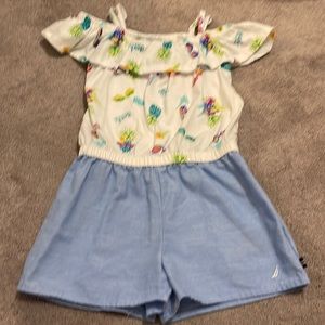 Vacation vibes cold shoulder romper.